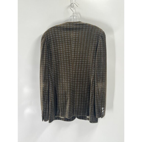 Marisa Vtg Long Line Velvet Blazer Houndstooth Brown Sz 42 Italy Sz Large - Picture 6 of 6